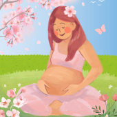 魅惑のパステルママ 自然の中で妊婦 カード