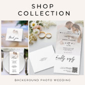 シンプル白グラデーション背景結婚写真 招待状