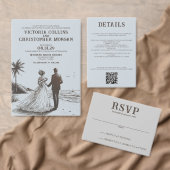 ビーチ結婚カップル 招待状 (この独立クリエイターのコレクションをカスタマイズ。)