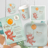 テディベア、鳥とバルーン赤ちゃんシャワー 招待状