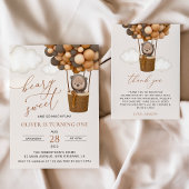 かわいいクマ、茶色のバルーン、最初の誕生日 スパークリングワインラベル