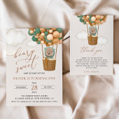 かわいいクマ、緑のバルーン、最初の誕生日 スパークリングワインラベル