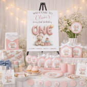 Sweet First Birthday Invitation with Teddy Bear  招待状