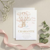 Beary Sweet Hot Air Balloon Birthday Greeting Card 招待状