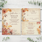 美しい秋の葉花秋の結婚式 サンキューカード (この独立クリエイターのコレクションをカスタマイズ。)