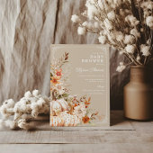 ベージュカボチャ男女兼用の赤ちゃんシャワー 招待状