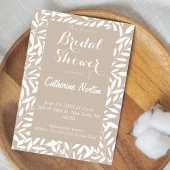 ベージュ葉ブライダルシャワーフローラミニマル 招待状