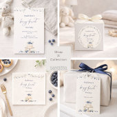 Elegant Blueberry First Birthday サンキューカード