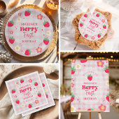 Berry First Cute 1st Birthday Strawberry ラウンドシール