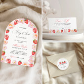 Strawberry Bow Baby Shower Thank You ラウンドシール