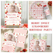 Berry Sweet Strawberry 1st Birthday Party ペットボトルラベル