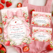 Strawberry Bow Coquette Baby Shower Welcome  ポスター