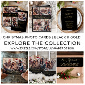 黒エレガントと金ゴールドのスクリプト2写真クリスマス シーズンカード