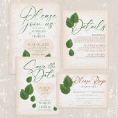 Rustic Birch Bark Carved Heart with Leaves スクエアペーパーコースター