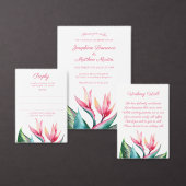 Bird of Paradise Monogram結婚の返信カード 出欠カード (この独立クリエイターのコレクションをカスタマイズ。)