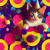 誕生日ハット紙吹雪子猫#1 -紙パーティーハット パーティーハット