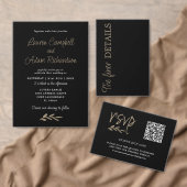 ブラック&モダンホワイトクラス結婚式招待状 招待状 (この独立クリエイターのコレクションをカスタマイズ。)