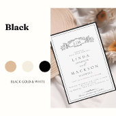 エレガント&シックなボタニカルクレストモノグラ結婚ムの スタンダードカクテルナプキン