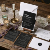 Wedding Formal Black Kindly Reply invite オールインワン招待状