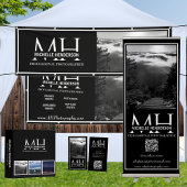 Black and White Monogrammed Logo 1 Photo Qr Code B 名刺