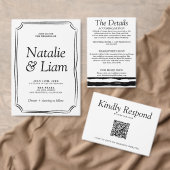 モダン白黒フレームレトロディナー結婚ズ メニュー (この独立クリエイターのコレクションをカスタマイズ。)