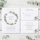 冬の水の色アネモネ結婚ズ 出欠カード (この独立クリエイターのコレクションをカスタマイズ。)