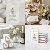Champagne Tower Doodle Custom Name Wedding 招待状