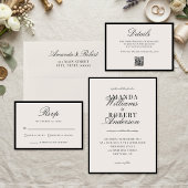Elegant Black and Ivory Old Money Wedding 招待状