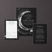 天の神秘的な月の星空の夜結婚の写真 招待状 (この独立クリエイターのコレクションをカスタマイズ。)