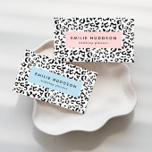 ヒョウ柄、ヒョウ柄、黒白 名刺