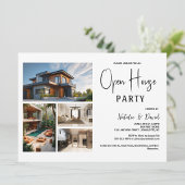 Minimal Black White 4 photo Open House  招待状