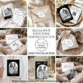 Minimalist Black and White Floral Photo Arch 招待状