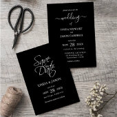モノクロミニマリスト結婚式御礼カード 招待状