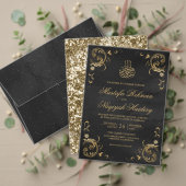 ブラック金ゴールドクレストモノグラム結婚式の引き出物 スクエアシール (この独立クリエイターのコレクションをカスタマイズ。テスト)