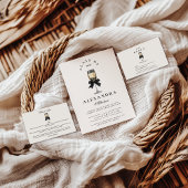 Photo Black Bow Pearl Champagne Graduation 案内状