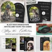 Dog Training School Pet Photo Black Graduation 案内状