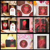 イチゴグリッターカスタム背景誕生日バナー タペストリー