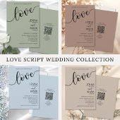 Rich Mocha Black Love Script Minimalist Wedding 招待状