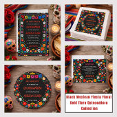 Black Mexican Fiesta Floral Gold Tiara Quinceañera 横断幕