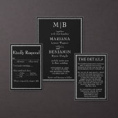 白黒モダン結婚の 出欠カード (この独立クリエイターのコレクションをカスタマイズ。)