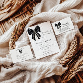 Black Pearl Bow Bridal Shower 招待状