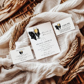 Black Pearl Bow Bridal Shower サンキューカード