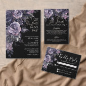 Floral Black Gothic Wedding サンキューカード (この独立クリエイターのコレクションをカスタマイズ。)