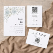 Blue and Ivory Floral Save The Date 案内ポストカード (この独立クリエイターのコレクションをカスタマイズ。)