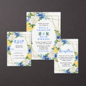 Blue and Yellow Floral Wedding コーヒーマグカップ (この独立クリエイターのコレクションをカスタマイズ。)