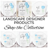 青い風船の双子男子ベビーシャワー 招待状