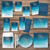 海ブルーウォーター波(モノグラム結婚) 招待状