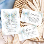 Elegant Blue Bow Butterfly Baby Shower スタンダードカクテルナプキン