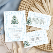 青い冬のクリスマス ベイビーシャワー カードとギフト ポスター