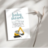 ボーイズかわいいブルー建築輸送赤ちゃんシャワー 招待状